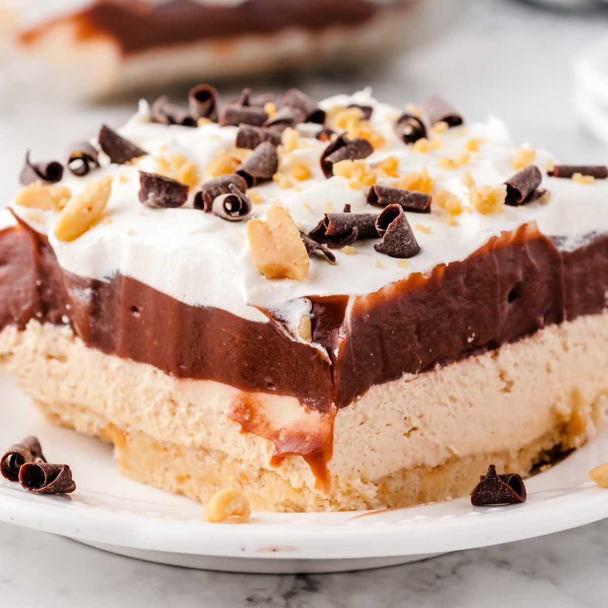 Chocolate Peanut Butter Lasagna - Us in the Kitchen