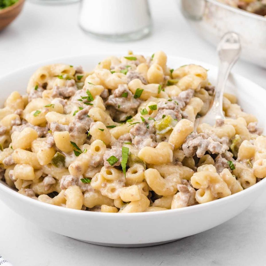 Philly Cheesesteak Pasta - Us In The Kitchen